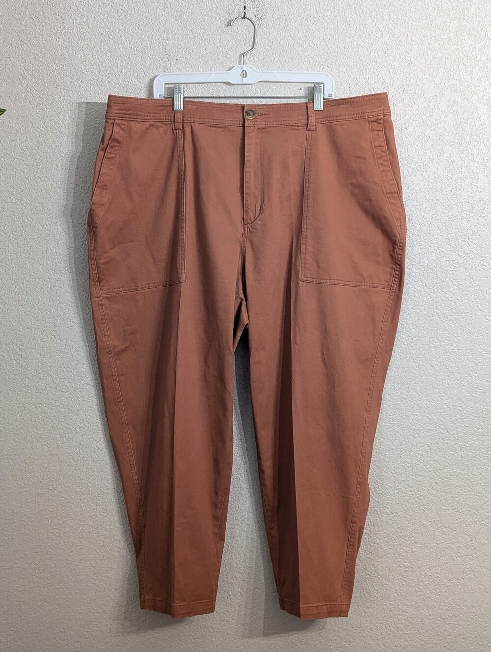 A New Day Rust Brown Straight Ankle Pants Plus Sz 20W Stretch Casual Comfy Fall